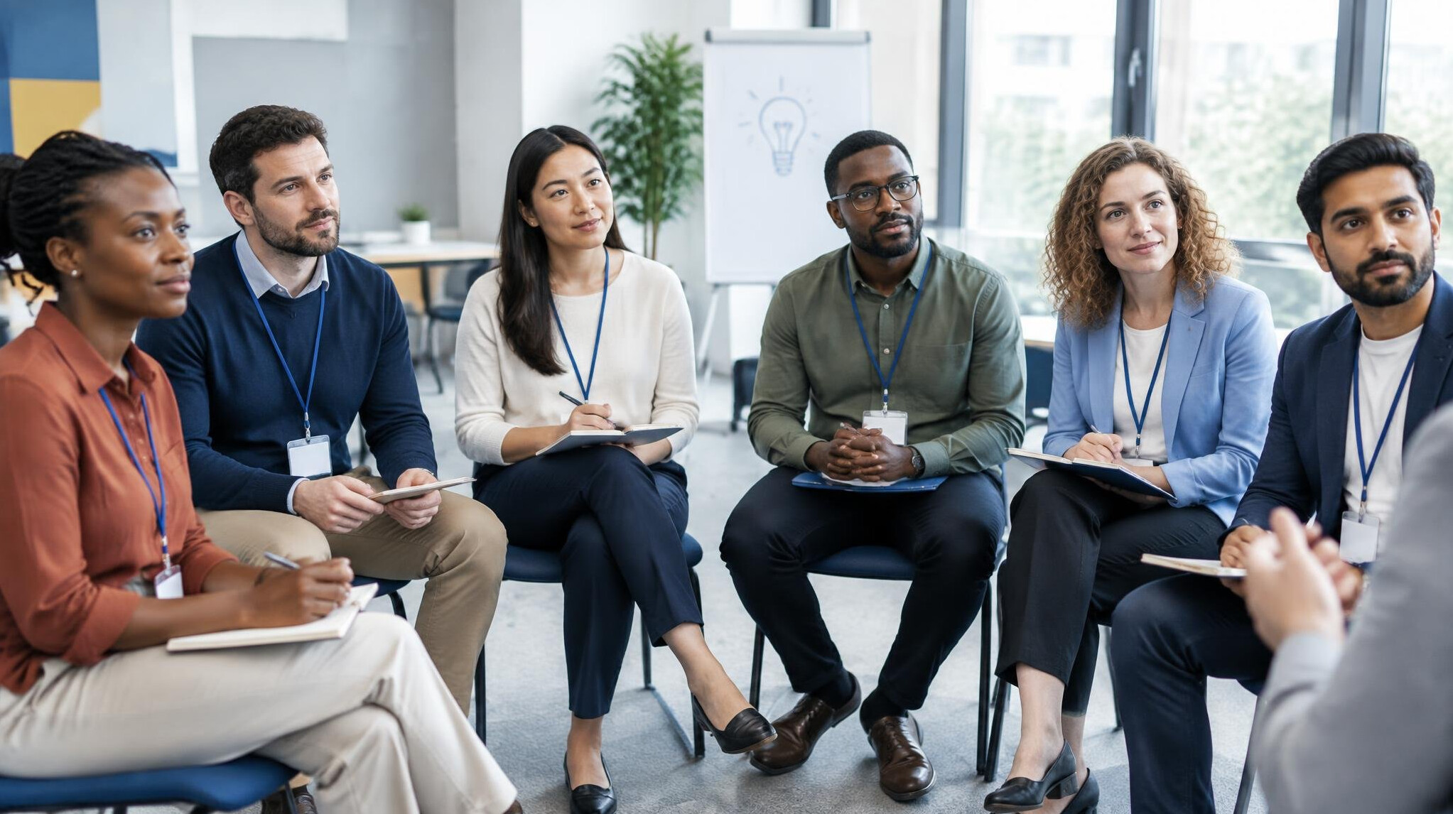 Group of professionals participating in a business training workshop
